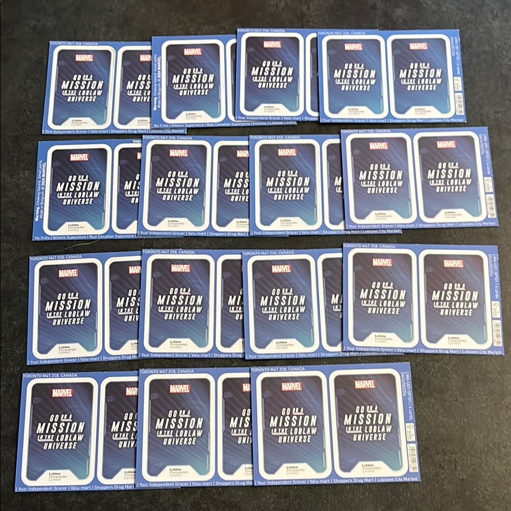 Marvel Loblaws Mission Cards: 15 unopened sets (60 cards)